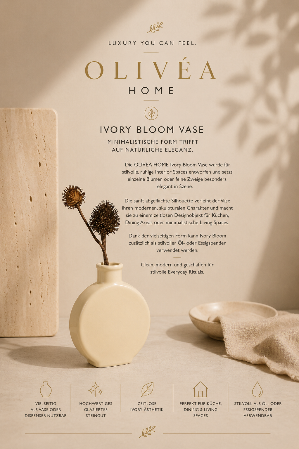 OLIVÈA HOME — Ivory Bloom Vase
